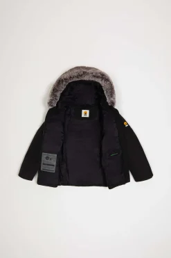Ailin Girl Eco Fur-Piumino Nero Con Cappuccio In Pelliccia