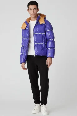 Everest-Piumino Viola Puffy Con Cappuccio Lab00