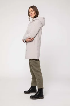 Giacca Lunga Beige In Softshell