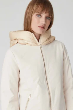 Mire 2.2-Giacca Lunga Beige Con Cappuccio