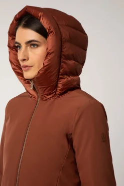 Mire 2.2-Giacca Lunga Color Mattone Con Cappuccio