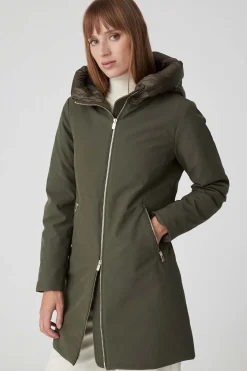 Mire 2.2-Giacca Lunga Verde Militare Con Cappuccio