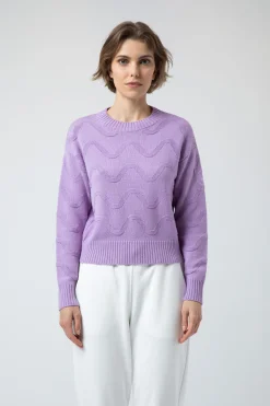 Oceania-Maglia Lilla Girocollo Crop