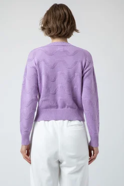 Oceania-Maglia Lilla Girocollo Crop