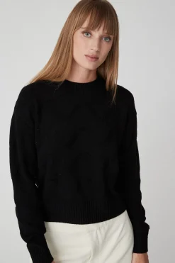 Oceania-Maglia Nera Girocollo Crop
