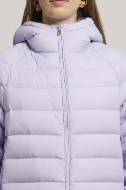 Piumino Lilla Effetto Cappa