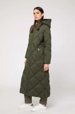 Piumino Verde Lungo A Rombi
