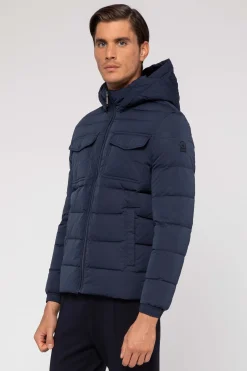 Rany-Piumino Blu Con Tasche Sul Petto