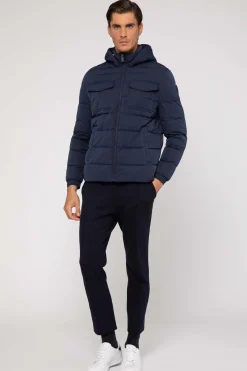 Rany-Piumino Blu Con Tasche Sul Petto