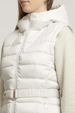 Vestal-Piumino Bianco Smanicato Con Cintura