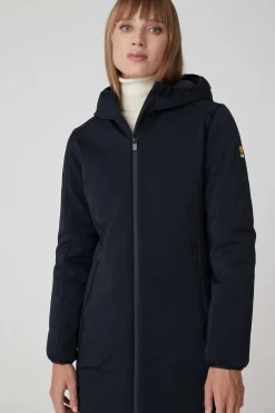 Ysabel-Cappotto Blu In Softshell Con Cappuccio