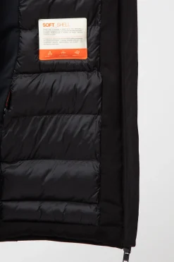 Ysabel-Cappotto Nero In Softshell Con Cappuccio